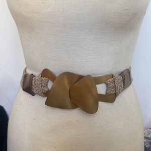 Vintage Abstract brass lock belt from the leather shop